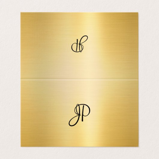 Kalligrafeerde Monogram Modern Faux Gold Script Visitekaartjes (Buitenkant ongevouwen)