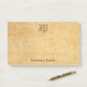 Kalligrafeerde Monogram  Sjabloon Elegant Post-it® Notes (Op bureau)