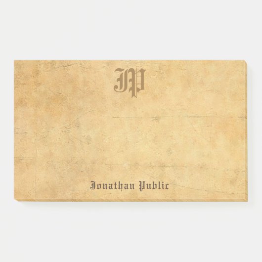 Kalligrafeerde Monogram  Sjabloon Elegant Post-it® Notes (Voorkant)