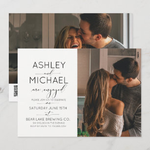 Kalligrafie 2 Foto QR Code Engagement Party Kaart