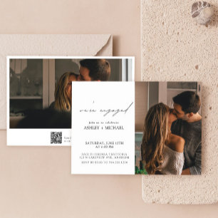 Kalligrafie 2 Foto QR Code Engagement Party Kaart