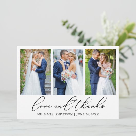 Kalligrafie 4 Foto Liefde Bedankt QR Code Bruiloft (Staand voorkant)