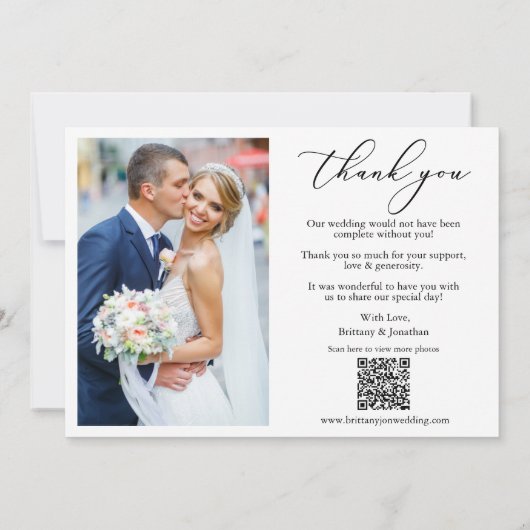 Kalligrafie 4 Foto Liefde Bedankt QR Code Bruiloft (Achterkant)