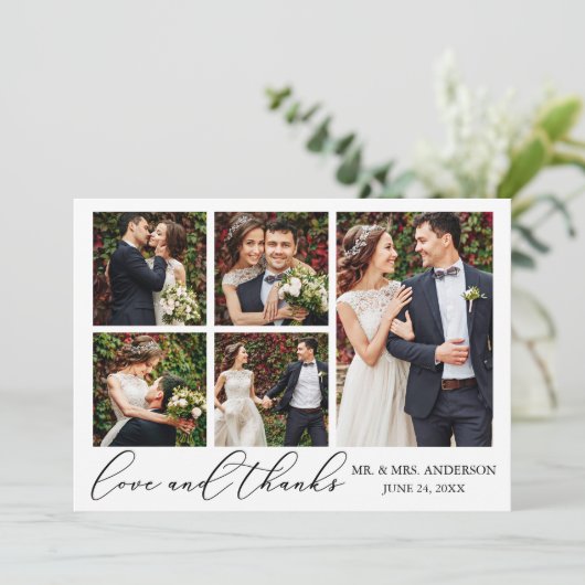 Kalligrafie 6 Foto's Liefde Bedankt QR Code Bruilo (Staand voorkant)