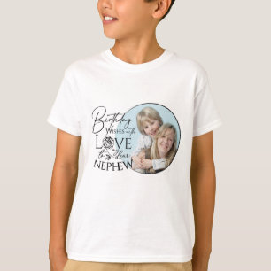 Kalligrafie Aangepaste Foto Verjaardag Voor Neef T-shirt