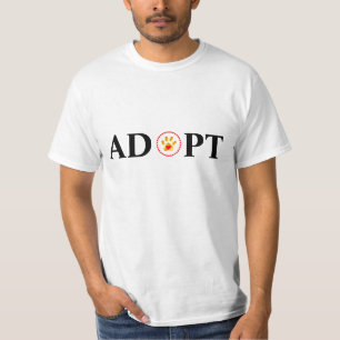 Kalligrafie adopteer met huisdier poot & harten t-shirt