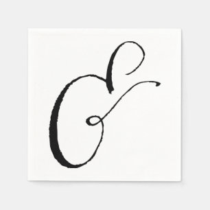 Kalligrafie Ampersand Servet, Zwart en Wit En Servet