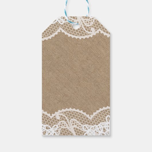 kalligrafie bedankt rustic burlap en lace cadeaulabel (Achterkant)