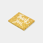 Kalligrafie Bedankt script op Gold Glitter Look Post-it® Notes (Schuin)