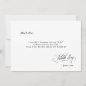Kalligrafie Black Will You Be My Maid of Honor Kaart (Achterkant)
