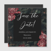 Kalligrafie bloemengotiek bruiloft de datum opslaa magnetische uitnodiging (Voorkant / Achterkant)