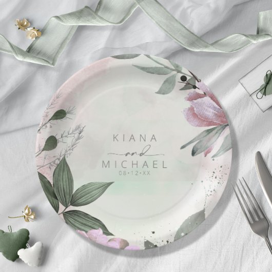 Kalligrafie Bloemige Trouw Mauve ID771 Papieren Bordje