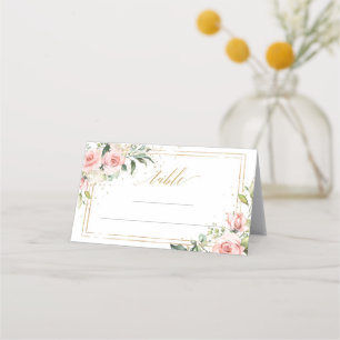 Kalligrafie blush roze rozen eucalyptus goud lijst