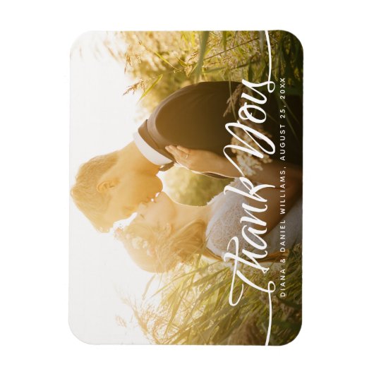 Kalligrafie bruiloft dank u aangepaste foto magneet (Verticaal)