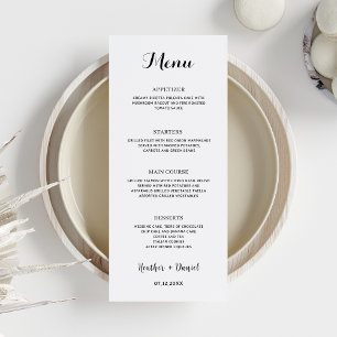 Kalligrafie Bruiloft Menu Tafel Receptie Diner Kaart