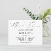 Kalligrafie bruiloft repetitie diner uitnodiging (Staand voorkant)