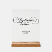 Kalligrafie Bruiloft Verpleegster Hydration Statio Acryl Bord (Voorkant)