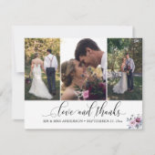  kalligrafie dank u 3-foto bruiloft kaart (Voorkant)