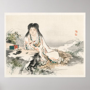 Kalligrafie door Kono Bairei (1844-1895) Poster