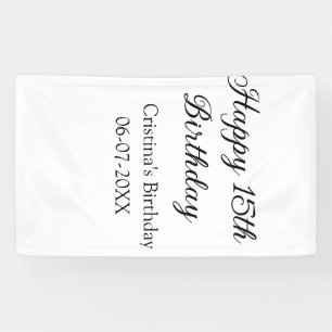 Kalligrafie Eenvoudig Minimaal Gelukkige 15e Verja Spandoek