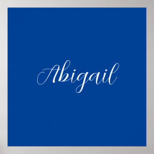 Kalligrafie Elegant Blauw Wit Eenvoudige Naam Poster