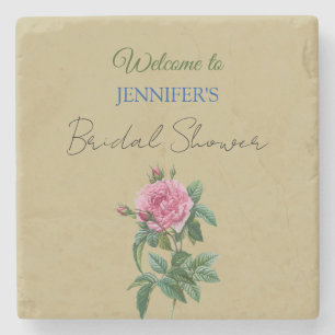 Kalligrafie Elegant Bloemen Welkom Vrijgezellenfee Stenen Onderzetter