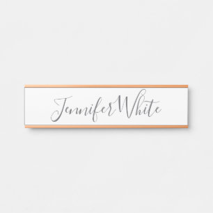 Kalligrafie Elegant Bold Retro Grijs Wit Naam Deurbordje