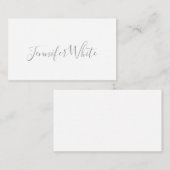 Kalligrafie Elegant Bold Retro Grijs Wit Naam Informatiekaartje (Voorkant / Achterkant)