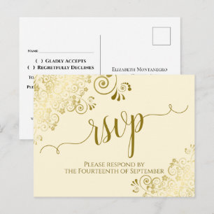 Kalligrafie Elegant Crème Trouwkaart RSVP Briefkaart