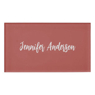 Kalligrafie Elegant Gepersonaliseerde Brick Red Naambadge