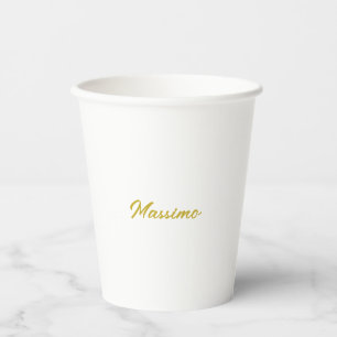 Kalligrafie Elegant Goud Wit Eenvoudig Naam Papieren Bekers