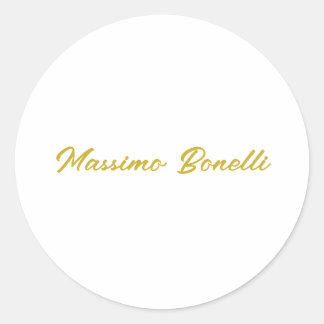 Kalligrafie Elegant Goud Wit Eenvoudig Naam Ronde Sticker