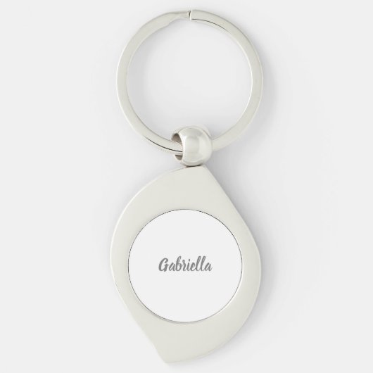Kalligrafie Elegant Grijs Wit Eenvoudige Naam Sleutelhanger (Voorkant)