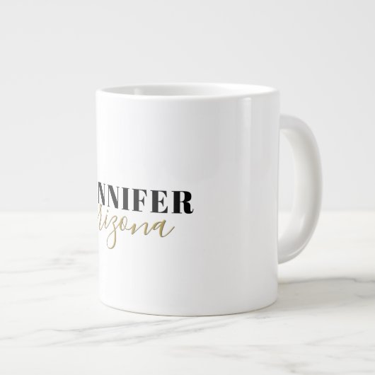 Kalligrafie Elegant Plain Voeg eigen naam toe Extra Grote Beker (Voorkant rechts)