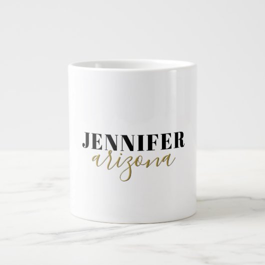 Kalligrafie Elegant Plain Voeg eigen naam toe Extra Grote Beker (Voorkant)