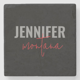 Kalligrafie Elegant Plain Voeg eigen naam toe Stenen Onderzetter