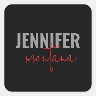 Kalligrafie Elegant Plain Voeg eigen naam toe Vierkante Sticker