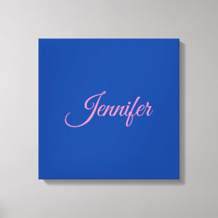 Kalligrafie Elegant Roze Blauw Aangepaste Naam Canvas Afdruk