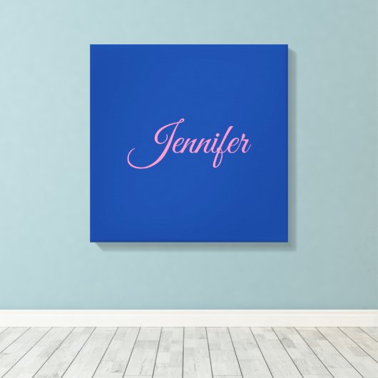 Kalligrafie Elegant Roze Blauw Aangepaste Naam Canvas Afdruk (Insitu (Houten vloer))