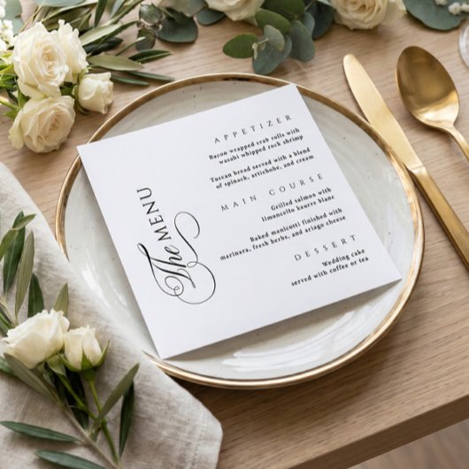 Kalligrafie Elegant Vierkant Huwelijksmenu Menu