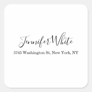 Kalligrafie Elegant Zwart & Wit Chic Plain Vierkante Sticker