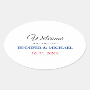 Kalligrafie Elegant Zwart & Wit Welkom Bruiloft Ovale Sticker