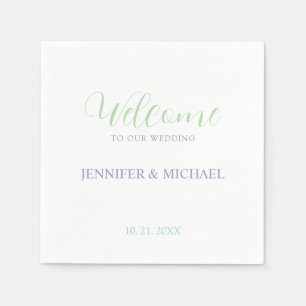 Kalligrafie Elegant Zwart & Wit Welkom Bruiloft Servet