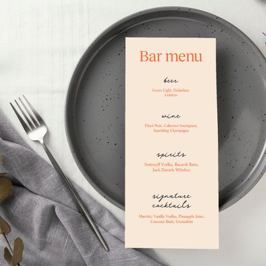 Kalligrafie Elegante Beige bruiloft | Drink Bar Menu