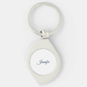 Kalligrafie Elegante Blauwe Witte Eenvoudige Naam Sleutelhanger