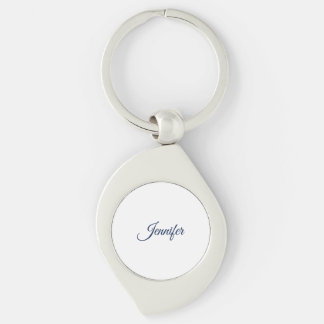 Kalligrafie Elegante Blauwe Witte Eenvoudige Naam Sleutelhanger