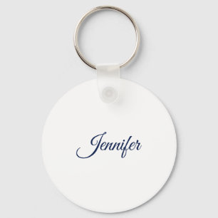 Kalligrafie Elegante Blauwe Witte Eenvoudige Naam Sleutelhanger
