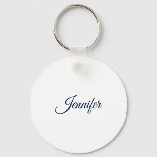 Kalligrafie Elegante Blauwe Witte Eenvoudige Naam Sleutelhanger