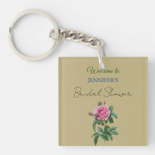 Kalligrafie Elegante Bloemrijke Bruiloftsshower Sleutelhanger
