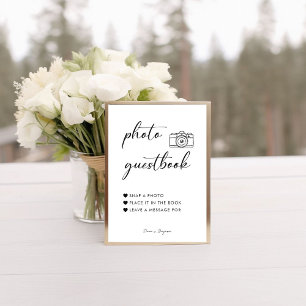 Kalligrafie Elegante bruiloft foto Gastenboek teke Poster